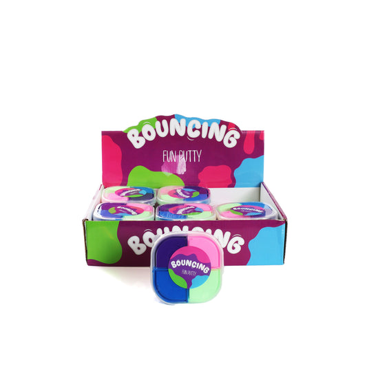 8.5x3.3cm APPROX 60g WEIGHT TUB OF 4 TONE COLOUR BOUNCING PUTTY