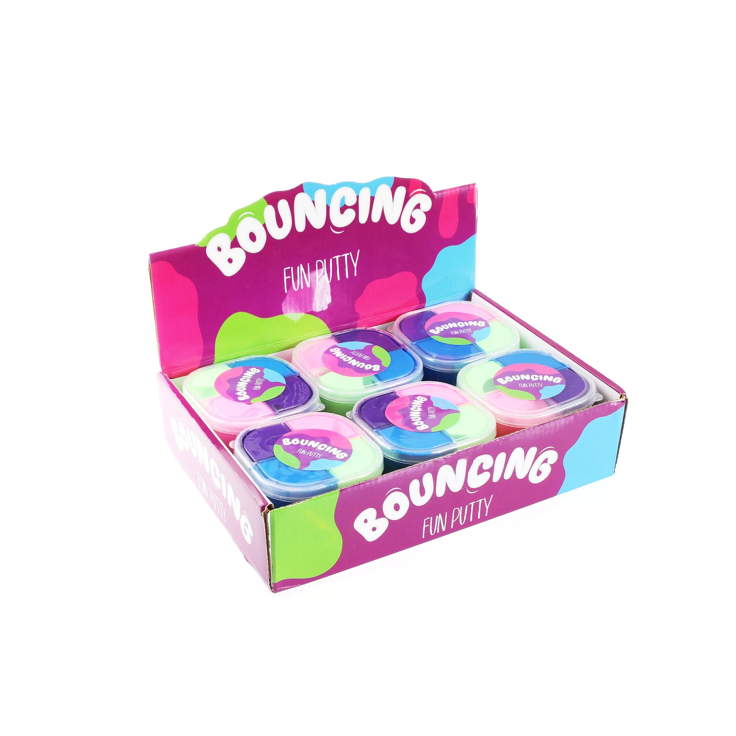 8.5x3.3cm APPROX 60g WEIGHT TUB OF 4 TONE COLOUR BOUNCING PUTTY
